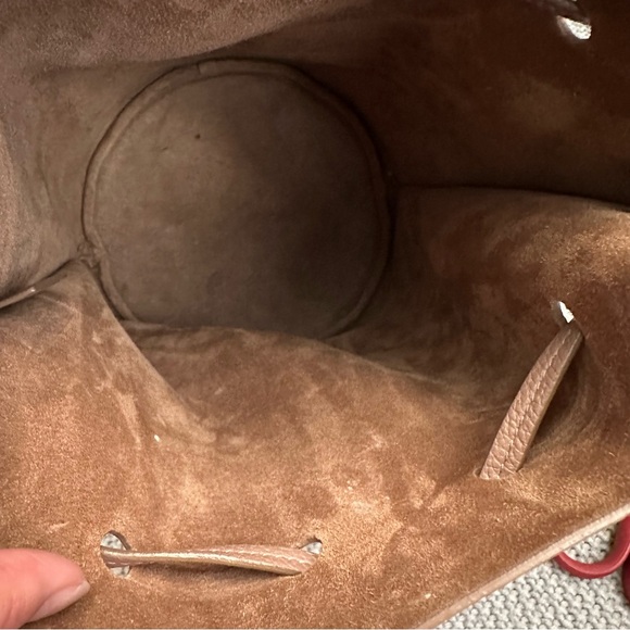 MANSUR GAVRIEL Biscotti Tan Drawstring Champagne Bucket Bag Purse - Picture 6 of 15